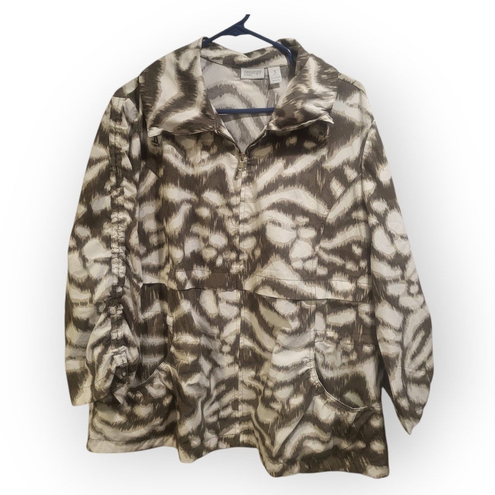 Zenergy By Chico's Light Weight Full‎ Zip Jacket Size 3 XL Spring casual